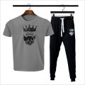 Black Live like a king printed summer gymwear trackuit trouser & t-shirt for men and boys. 