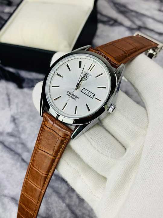 Heuer Carrera Calibre 5 Automatic – white Dial & Leather Strap | Daraz.pk