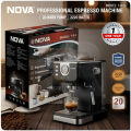 NOVA Espresso Coffee Maker 20 Bar 2200W – Cappuccino, Latte & Espresso Machine with Milk Frother, 1.5L Water Tank, Dual Stainless Steel Filters, Cup Warming Tray – Best Coffee Maker for Home & Office Use (Model 1-8-3). 