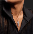 Men’s Lightning Bolt Pendant with Chain – Silver Color Minimal Chain for Streetwear & Daily Fashion. 