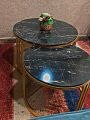 MS Center table for drawing room, Round Modern Nesting Center Table Set of 2, Flood Center Table Set of two piece for Drawing Room with Iron Base and Wooden Top. 