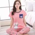 Sleep Wear Night Dress With Shirt And Trouser Available In Pink Colour For Women And Girls - Night Dress For Girls Hot - Night Dress For Girls Summer Stuff - Sleeping Dress For Girls - Sleeping Suit. 