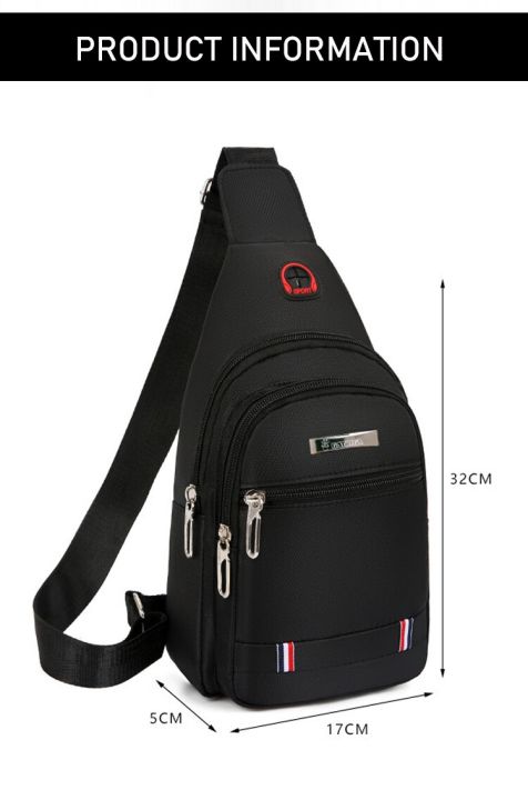 Waist Bag Men Waterproof Sling Bag Pack Waist Bag Large Capacity Hip Belt Cross body Shoulder Pouch Purse Men Chest Bag Side Bag Fanny Bag with Headphone Jack- For Men And Boys only Black color is Available