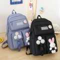 Girls Stylish Canvas Kawaii Backpack with Pin and Accessories | Cute Aesthetic Backpack | Cute Kawaii Backpack For School bag | College bag for Girls | University Backpacks for girls. 