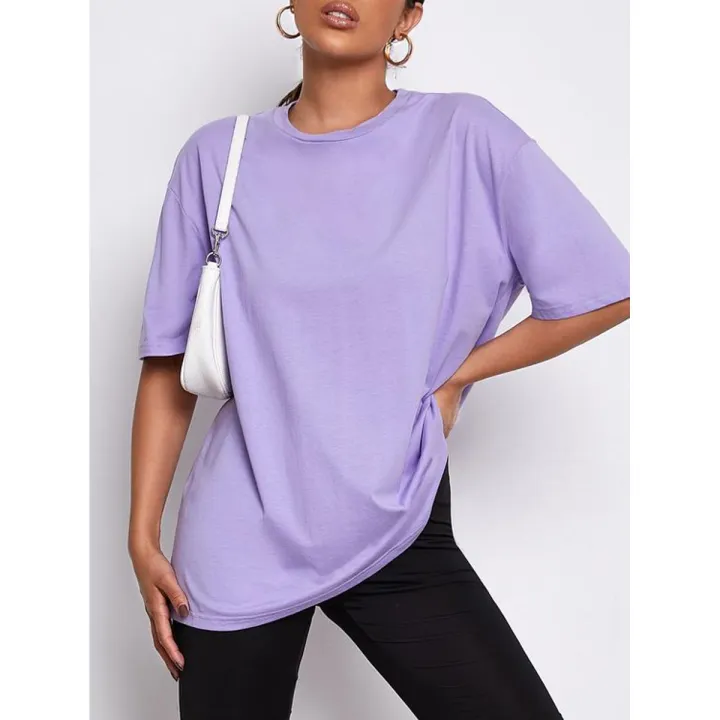 Purple Plain T-shirt Premium Quality For Women Lavender