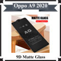 Oppo A9 2020 9D Matte Glass Protector, Full Edge To Edge Black Screen Protector For A9 2020. 