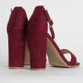 Women Fashion Luxurious Maroon Suede Leather Block Heels Stylish & Comfortable. 