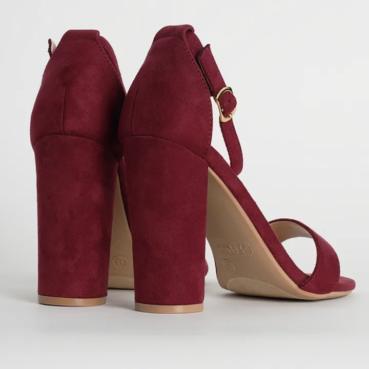 Women%20Fashion%20Luxurious%20Maroon%20Suede%20Leather%20Block%20Heels%20Stylish%20&%20Comfortable%20-%20Image%202