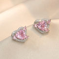 [ New ] Women's Necklace   King Glory Loving Heart Zircon Stud Earrings Niche Batch Simple Wild Earrings Suit Necklace. 