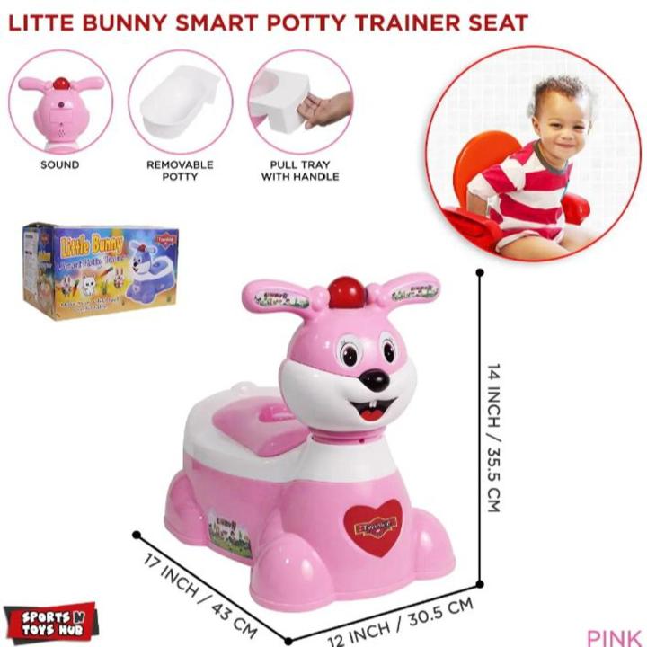 Little Bunny Smart Potty Trainer Seat With Safety Handle For Toddlers, Rabbit Shape.