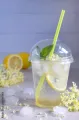 ( pack of 10 ) Disposable plastic Juice glass 480 ml with cap and straw stylish juice glass. 