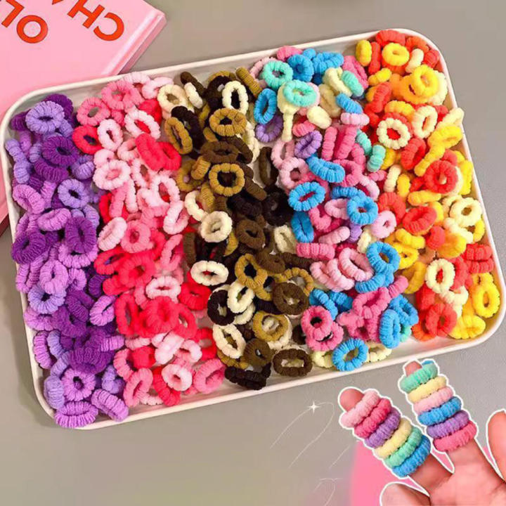 100-Pack Hair Ties Soft Elastic Colorful Ponytail Holders Non-Slip Fabric Hair Scrunchies for Girls Daily Wear Hairstyling Kids School Accessories