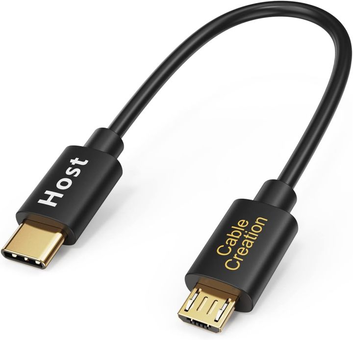 CableCreation Short Micro USB to USB C Cable 0.2m USB C to Micro USB OTG 480Mbps Type C to Micro USB Cable, USB C to USB Micro for MacBook Pro Air Galaxy S22 S21 S10 Pixel 5/4/3/2 etc Black