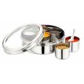 Indian masala box Stainless steel spice box with 7 spice containers with see through lid masala box spice box steel in Pakistan. 