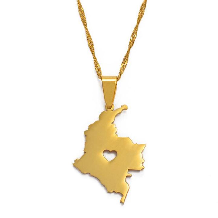 Anniyo Colombia Map Pendant Necklace For Women/men Gold Color Map Of Colombian Chains 004521