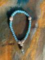 Hand-Made Elastic Bracelate Light-Blue Color Beads and Off-White Pearl Beads -Tasbih 33Beads 6mm Tasbeeh/Bracelate, Crysta Beads Tasbih.. 
