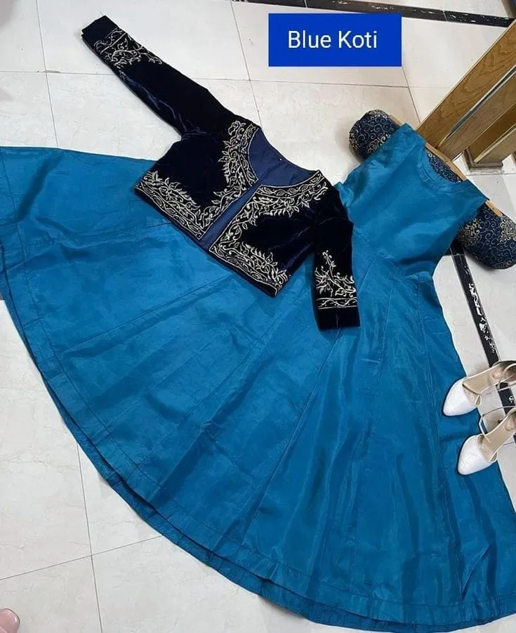 Stylish Collection Stitched Velvet Jacket Maxi Dress for Women