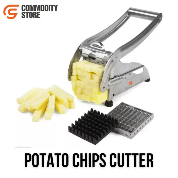 Potato Chips Cutter, Stainless Steel Chips Making Machine, French Fries Potato Chipper Machine, Stainless Steel Slicer Chopper, Vegetables Cucumber Carrot Onion in Silver, Potato Chipper French Fries Cutter for Kitchen – Commodity Store