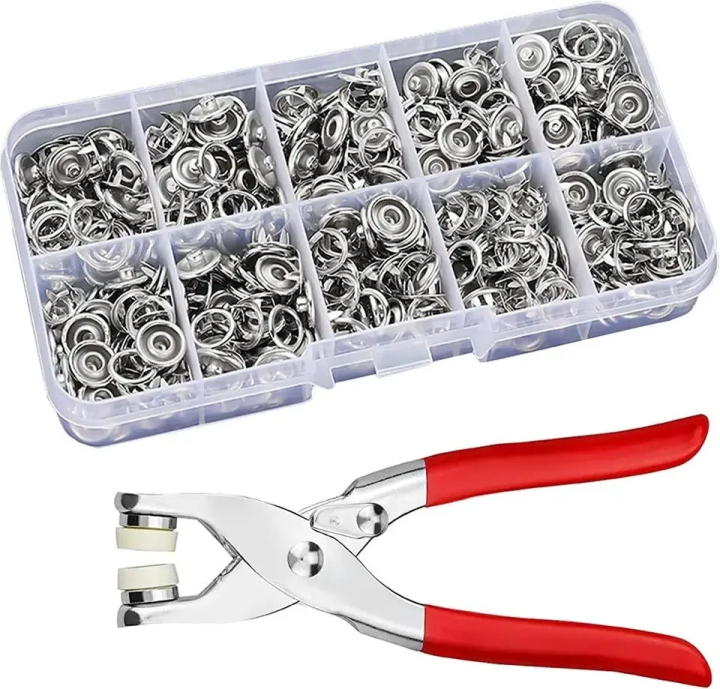 High Quality Metal Snap Buttons Press Plier_9.5mm Metal Sewing Prong Ring Buttons Clip Plier _Diy Button Punch Tool For Baby Clothes_abaya Ring Metal Button Presser Machine Fastener Snap Buttons Kit Tich Button Tool Kit (Homeducts)