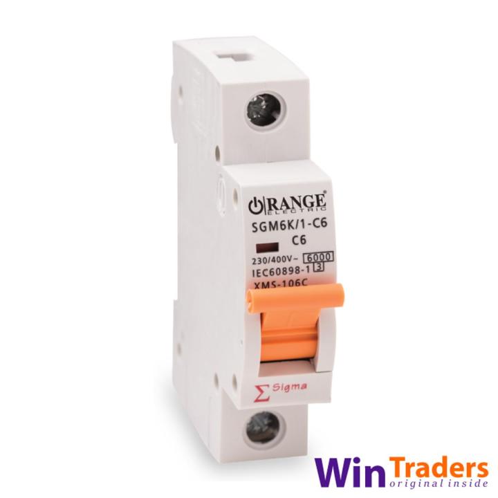 ORANGE ELECTRIC CIRCUIT BREAKER 16A MCB Type C, 1POLE, TYPE C, 230/400V, 6KA MCB, ITEM CODE 470-3004 SIGMA