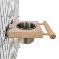 Bird Feeder Wood Perch Stand Parrot Cage Feeder for Cockatiels Conures. 
