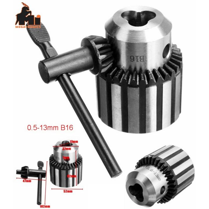 Drill Chuck 0.5-13mm B16 Mount Taper CNC Heavy Duty Drill Chuck with Key for Lathe Bench Drill for CNC machine