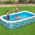 Bestway 54120 Happy Flora Swimming Pool For Kids 90 Inch Inflatable Rectangular Large Kids & Family Swimming Pool Summer Season Pools Party With Inflatable Vinyl Deep Swimming Pool with 22 Inch depth 5 foot width & 7.5 ft. 
