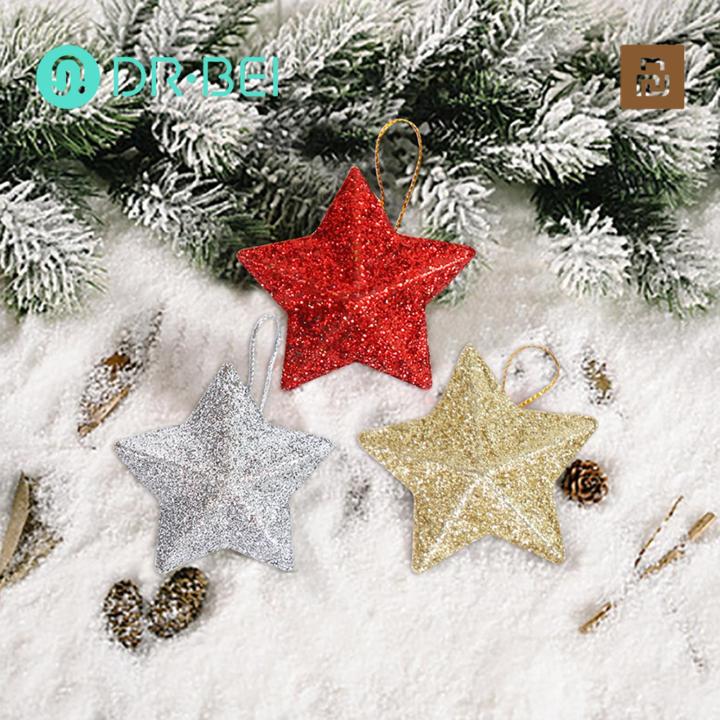Shiny Star Ornaments Sparkling Christmas Star Decorations Festive Reusable Ornaments for Xmas Tree Glittery Party Supplies Gifts