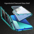 Biruiqu For Redmi Note 13 4G  Magnetic Absorption Case Metal Frame Shockproof Double Sided Tempered Glass Magnetic Case Cover. 