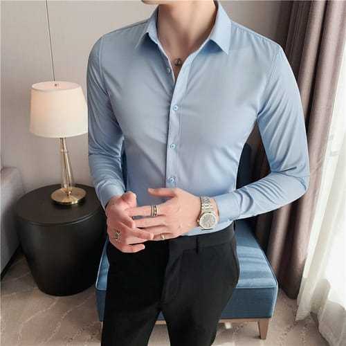 men dress shirts pakistan BLACK COTTON DRESS SHIRT  Ismail Farid