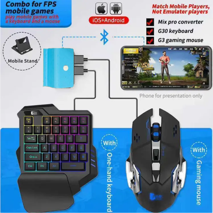 GAMING WIRELESS BLUETOOTH 5 IN 1 COMBO KEYBOARD AND MOUSE - High Quality Keyboard Mouse Wireless Gaming Kit