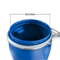 Open Top Plastic Drum | 30 Liter | Milky White Food-Grade & Blue Chemical-Resistant Container | HDPE Liquid Storage Tank with Secure Lid & Clamping Ring | Water, Oil & Industrial Use. 