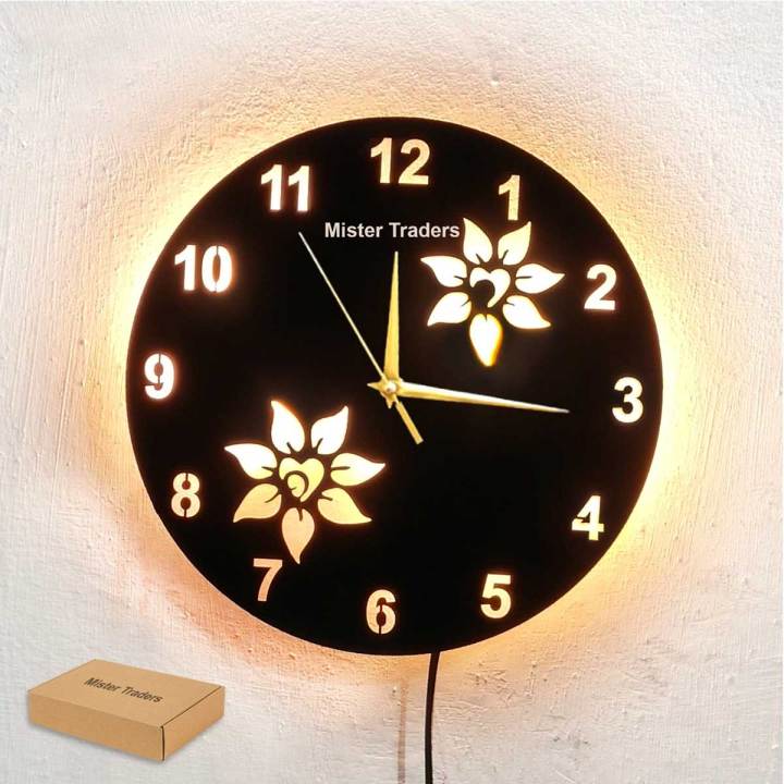New Wooden Clock With Premium Light I The New Wooden Wall Clock Big Size I Wall Clock I Wooden Wall Clock I Wall clocks for bedroom I Wall Clocks for drawing room I Wooden Wall Clocks for bedroom