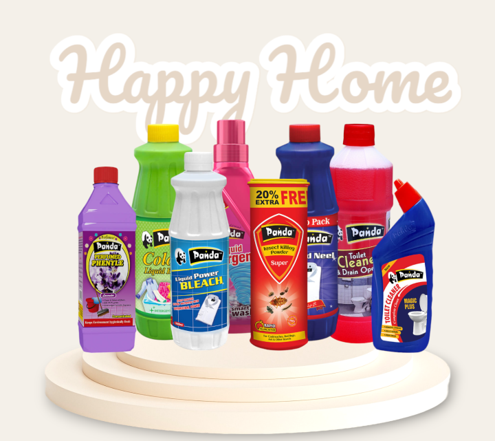 Panda Ultimate Cleaning & Laundry Bundle: Liquid Detergent, Power Bleach, Insect Killing Powder, Lavender Phenyle, Toilet Bowl Cleaner, Liquid Neel, Color Bleach, and Toilet Drain Opener. Stain Removal, Disinfectant, Germ Kill, Multi-Purpose Home Cleaning