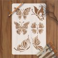 6 Different butterflly reusable stencil for wall decoration, Furniture , Canvas DIY Home decoration by imart Stencils. 