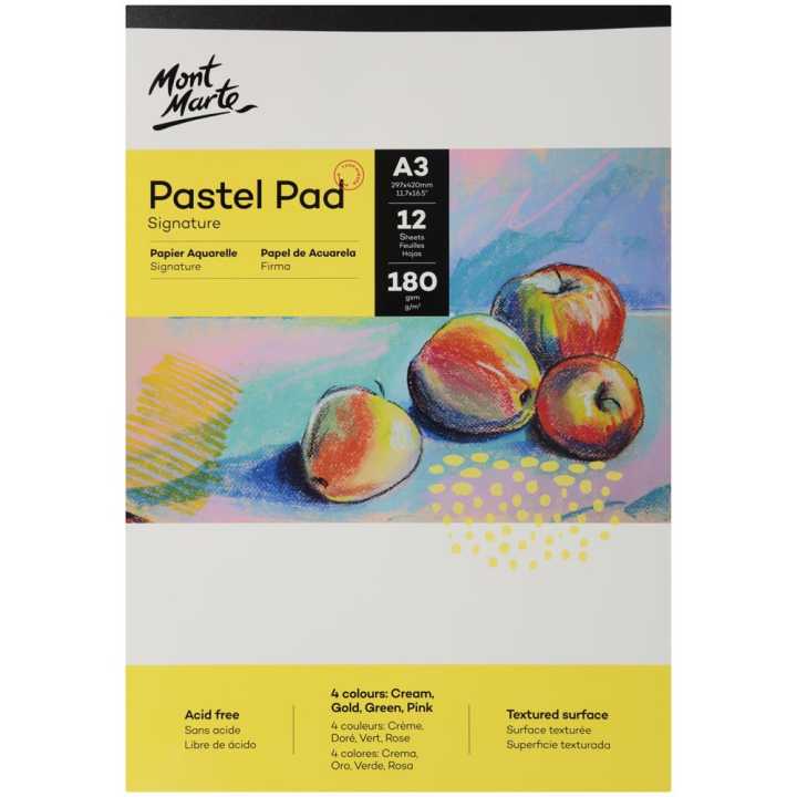 Mont Marte Pastel Pad 4 colours Signature 12 Sheet 180gsm A3 297 x 420mm (11.7 x 16.5in) MSB0051