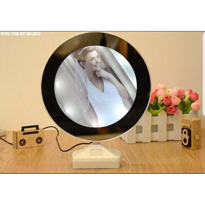Magic Mirror Photo Frame with round LED for wall, bedroom, wall set Imported Quality