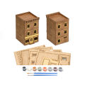 Wooden House Assemble Unpainted 1/72 Building Model House Diorama Layout. 