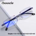 【FUN LIVE】 Iboode +1.0 +1.5 +2.0 +2.5 +3.0 +4.0 Rimless Reading Glasses Classic Anti Blue Light Prescription Optical Far Eyeglass Women Men. 