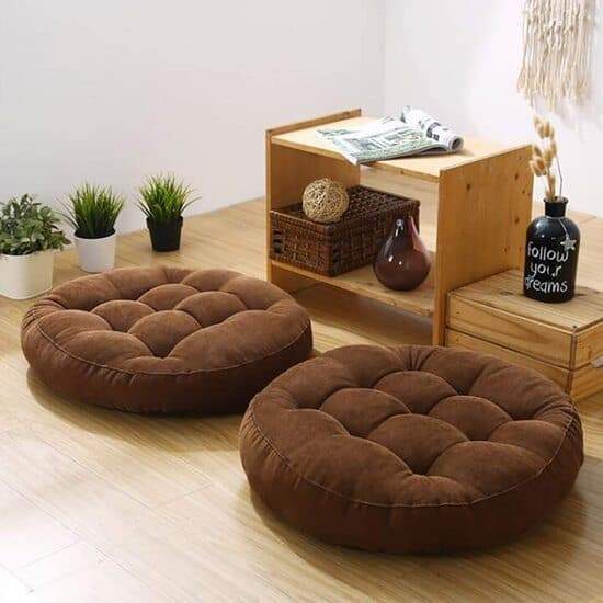 2 Piece - Velvet Round Shape Floor Cushion