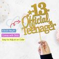 13 Official teenager Birthday Cake Topper in Gold, Boy or Girl 13th Birthday topper for Party Celebration & cake Decoration Supplies. 