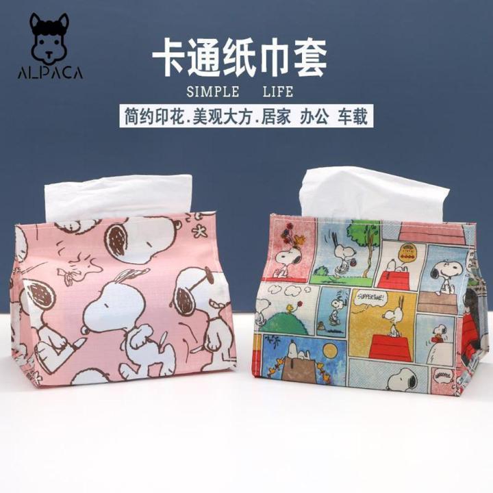 【FUN LIVE】 ALPACA Storage Tissue Box Japan And South Korea Light Snoopy Home Car Pumping Paper Storage Bag Creative Cosmetic Tissue Storage Box For Car