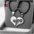 XM Wholesale Valentine's Day Heart Couple Pair Pendant Necklaces for Women Fashion Cute Romantic Crystal Rope Chain Jewelry. 