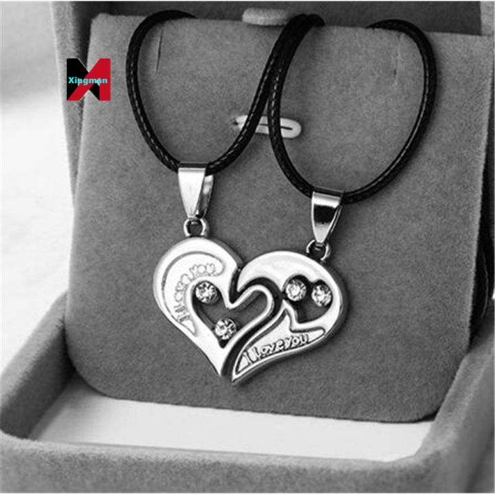 XM%20Wholesale%20Valentine's%20Day%20Heart%20Couple%20Pair%20Pendant%20Necklaces%20for%20Women%20Fashion%20Cute%20Romantic%20Crystal%20Rope%20Chain%20Jewelry%20-%20Image%205