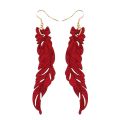 1 Pair Natural Wooden Earrings Hollow Feather Wooden Earrings Wooden Long Earrings Jewelry For Woman. 