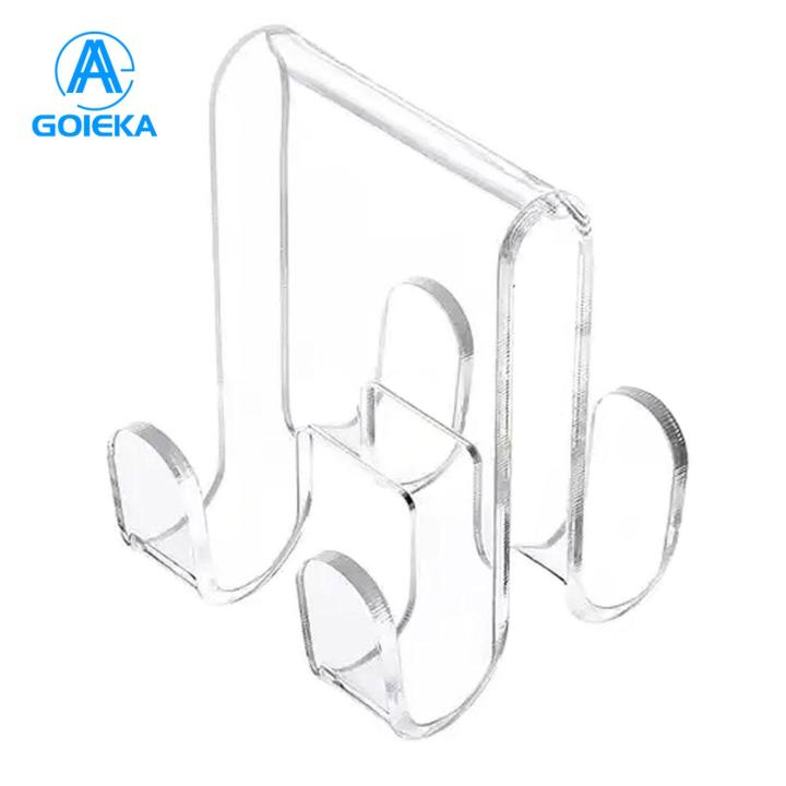 GOIKEA Transparent Watch Hanger Strong Transparent Shower Door Hook for Towels Clothes Anti-slip Bathroom Robe Hanger with Double Sides Great Load Bearing Thickness Razor Holder Included Acrylic Towel Hook