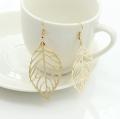 2021 Hot Fashion Wholesale Jewelry Hollow Metal Leaves Dangling Long Statement Drop Earrings For Women Gift Anniversary. 
