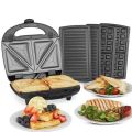 Silver Crest 3 IN 1 Sandwich Maker SC-819 / 900 WATTS Grill Maker 2 Slice | German Imported  Electric Stainless steel Body /Removable Non-Stick Plates, Grill Cheese, Food Grade , Cool Touch Handle, Suitable for Breakfast, Lunch, (SILVER ). 
