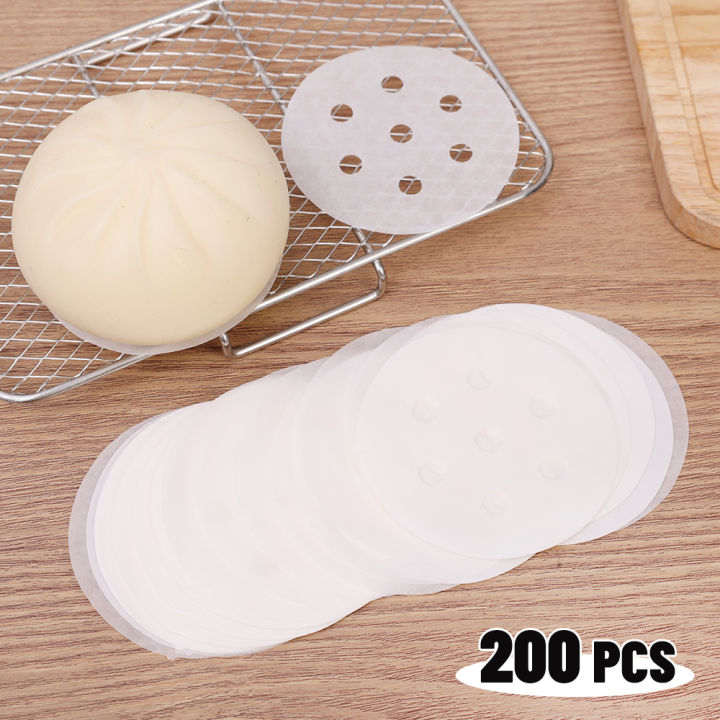 200Pcs/Set Round Dumplings Mat Steamer Paper Non Stick Pads Baking Pastry Dim Sum Paper Under Steam Mat Kitchen Cooking Tools