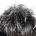 Men Short Straight Wig Ombre Grey Black Synthetic Wig for Male Hair Fleeciness Realistic Natural Toupee Wigs. 